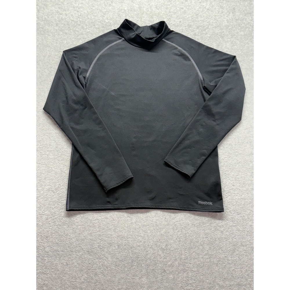 Reebok Mens Black Mock Neck Compression Long Sleeve Athletic Training Shirt L